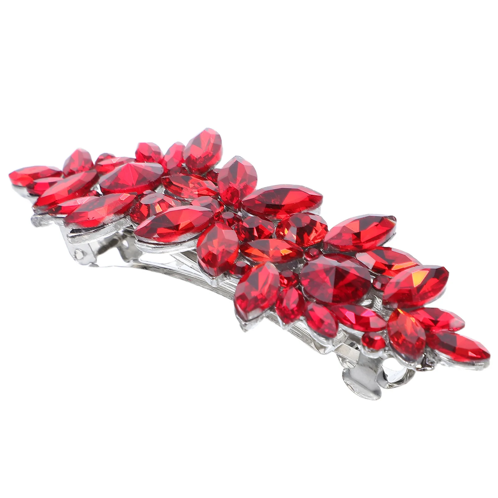 دبابيس شعر على شكل زهرة من حجر الراين الأحمر، أغطية رأس للعروس ووصيفة العروس وحفلات الزفاف، شعر كريستالي أنيق #4