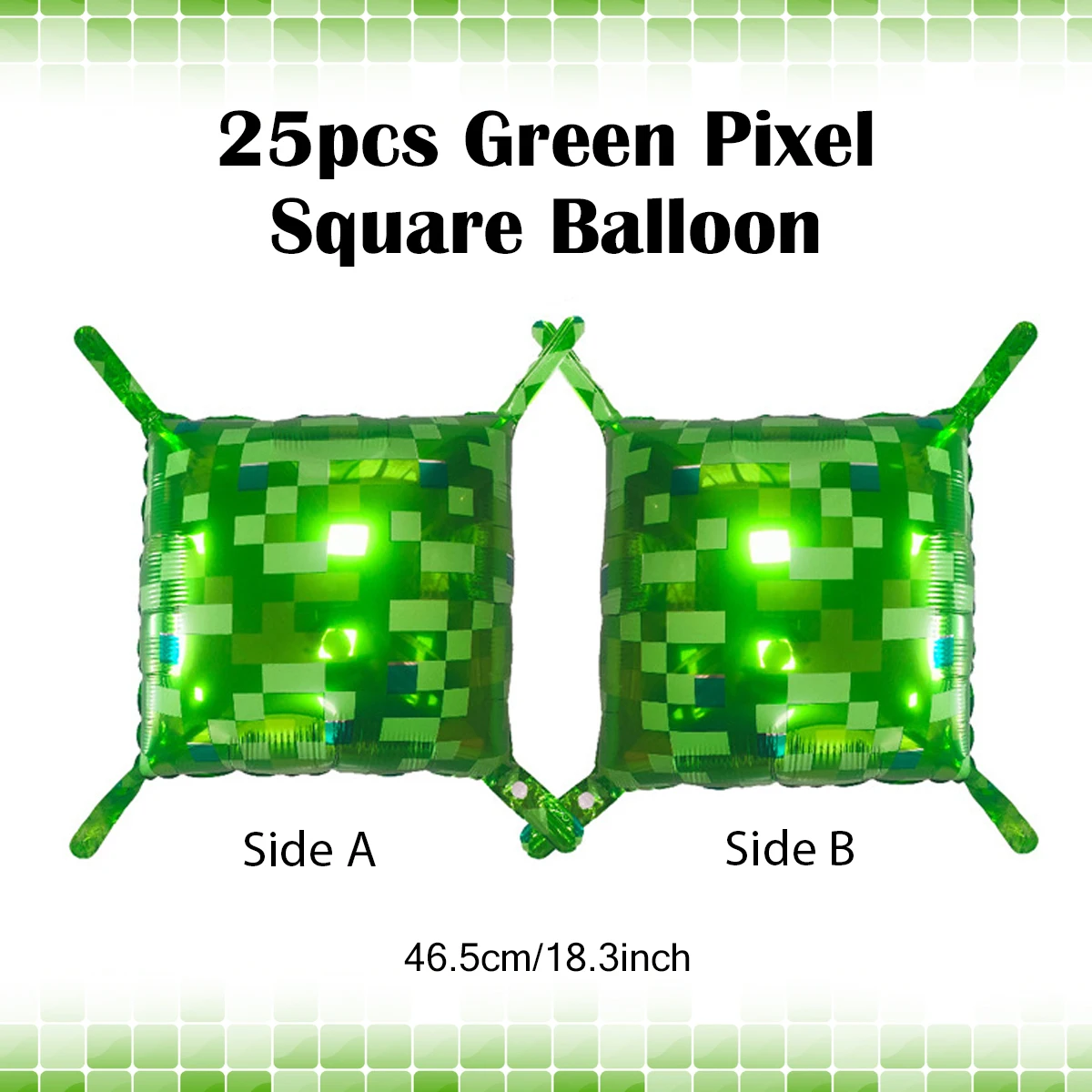 Grüne Pixel-Quadrat-Ballonwand, Quadratische Aluminiumfolie-Ballonwand Hintergrund Ballon-Spiel-Thema Geburtstagsparty-Dekoration – Detail 2