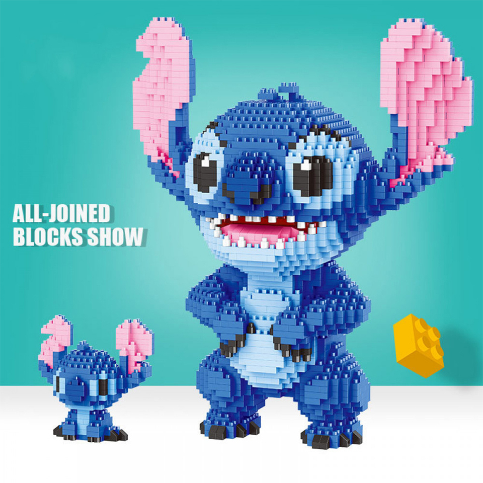  2300Pcs+ Mini Bricks Toys Stitch Diamond Building Block Micro Stitch Disney Cute 3D Model Lilo & Stitch for Children Nano Block 