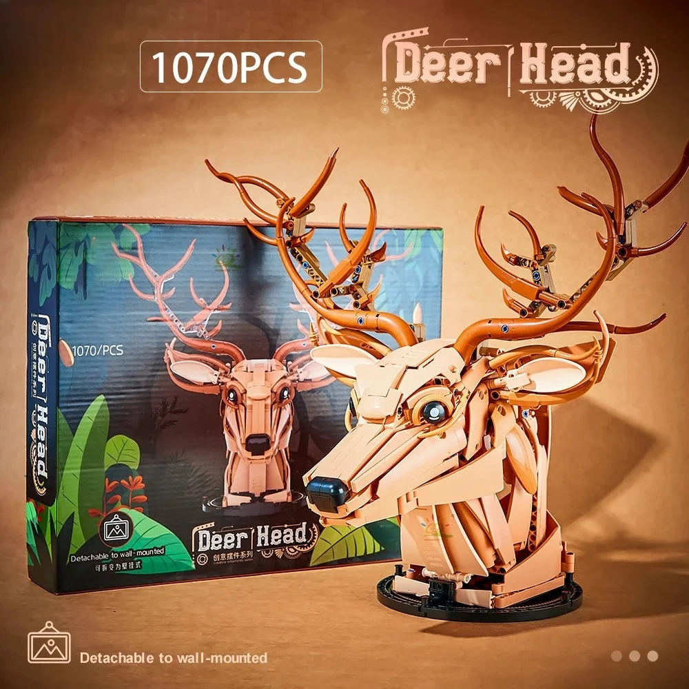 TOYLINX MOC Kreative Tierkopf Modell Bausteine Tierkopf Hängende Dekorblöcke, Wandskulptur Ornament Geschenke