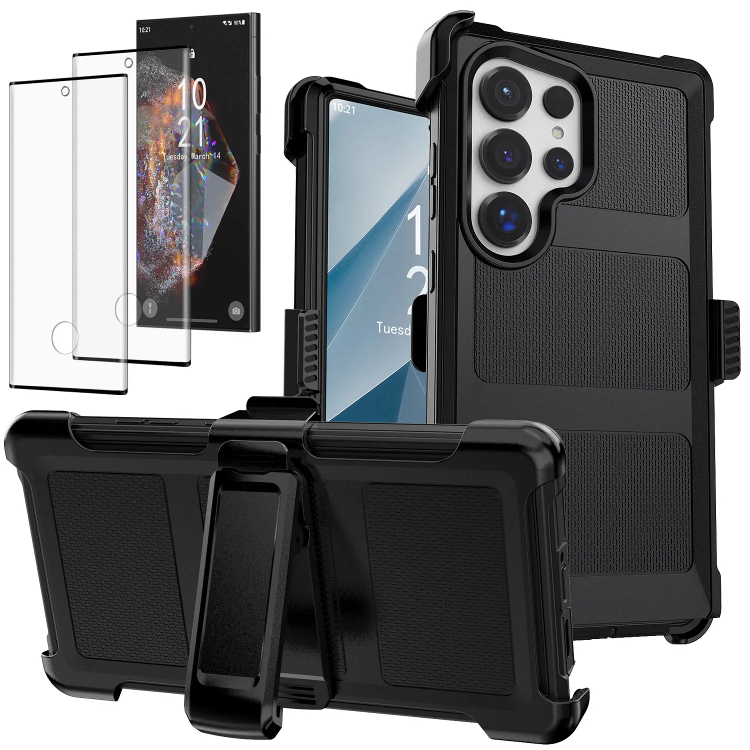 

Прочный противоударный чехол для Samsung Galaxy S24/Plus/FE/Ultra с креплением на ремень + 2 защитных стекла из закаленного стекла