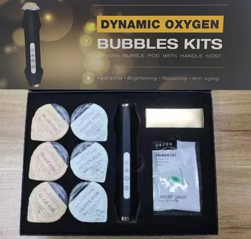 Hot Gift Box Rechargeable CO2 Oxygen Bubble Exfoliate Oxygen Facial Machine With Capsules Pods & Bubble Gels