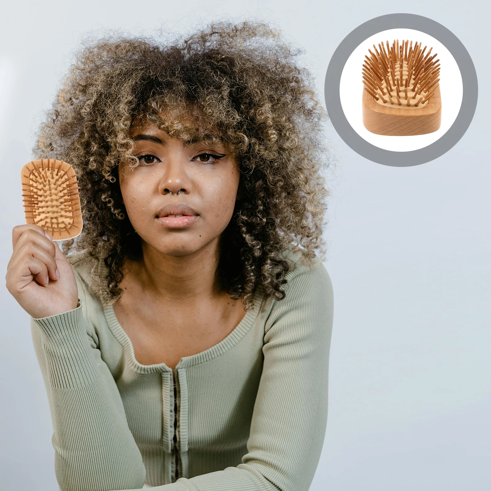 

Air Bag Comb Hair Styling Cushion Brush Beech Scalp Wooden Massage Detangler Man