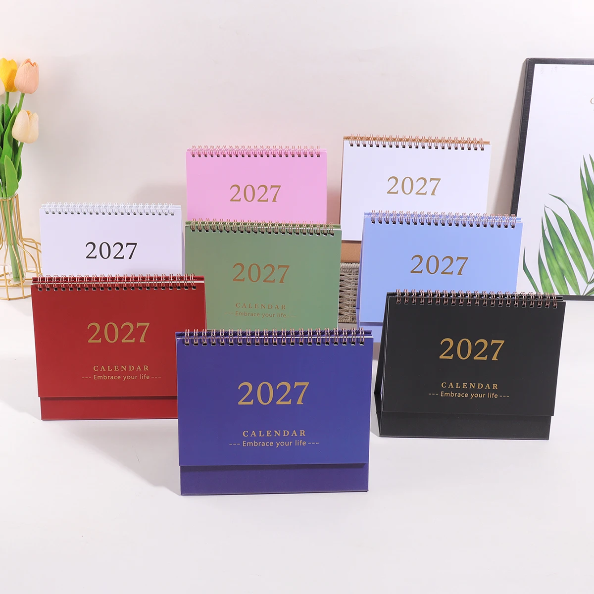

2027 Medium Size Monthly Desk Calendar, Spiral Binding Foldable Standable with Monthly Planner To Do List for Office School Home