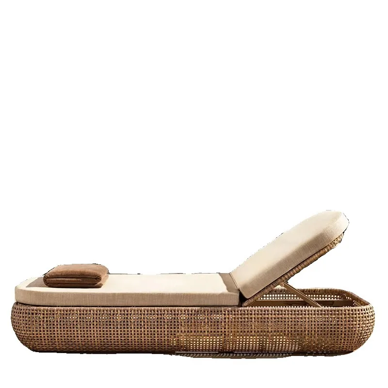 Rattan recliner leisure outdoor waterproof sunscreen courtyard recliner villa swimming pool bed beach chair