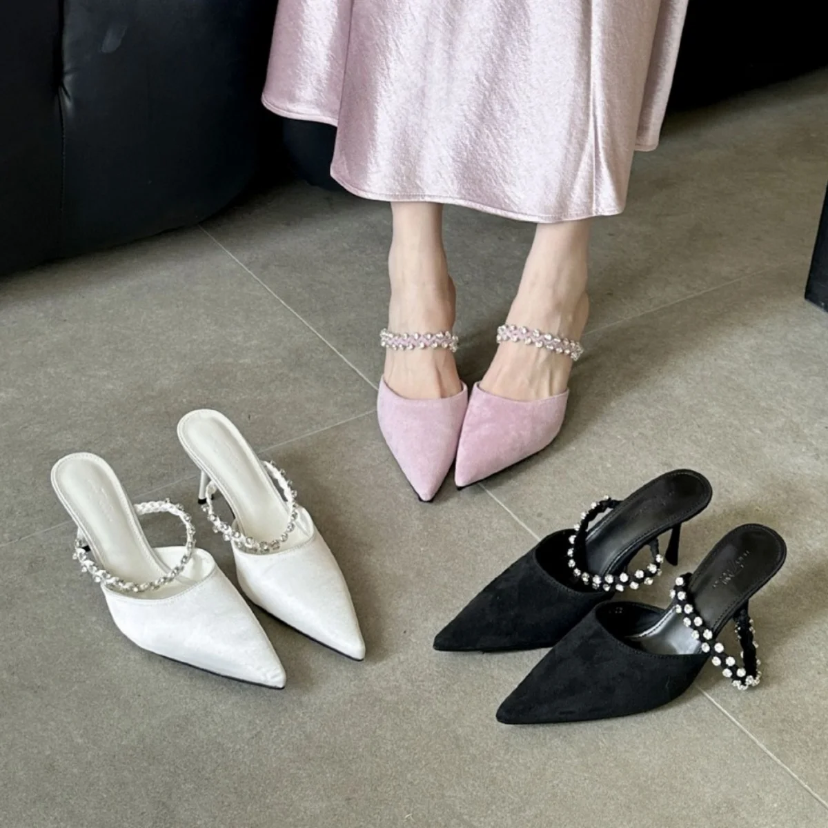 Sharp Pointed Fine Heeled Sandals Exquisite Luxury High Heels Sexy Fashionable Sandals Advanced Banquet Style Women's Shoes