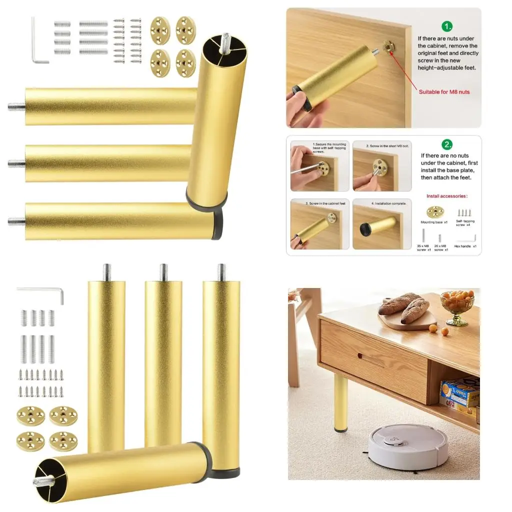 

Алюминиевые ножки для мебели, опорные ножки, 4 шт., с монтажным оборудованием для домашнего использования, высокое качество