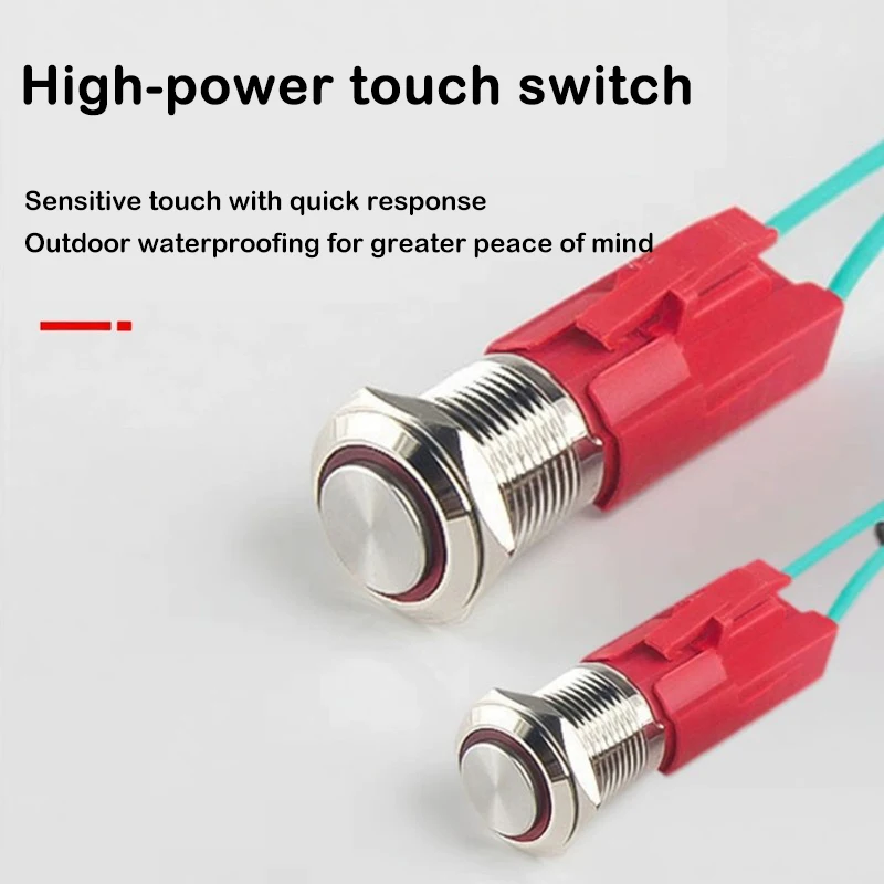 DC12V high-power 15A metal button touch-sensitive outdoor waterproof switch for 220V kitchen cabinet shoe light strip
