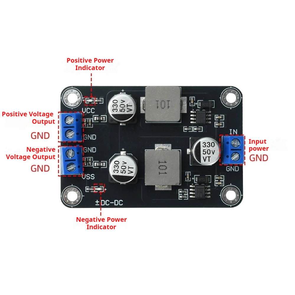TPS5430 DC-DC Step Down Power Module 6-30V Input to ±5V Dual Output 1A Low Ripple 500KHz Module Overcurrent Thermal Protection