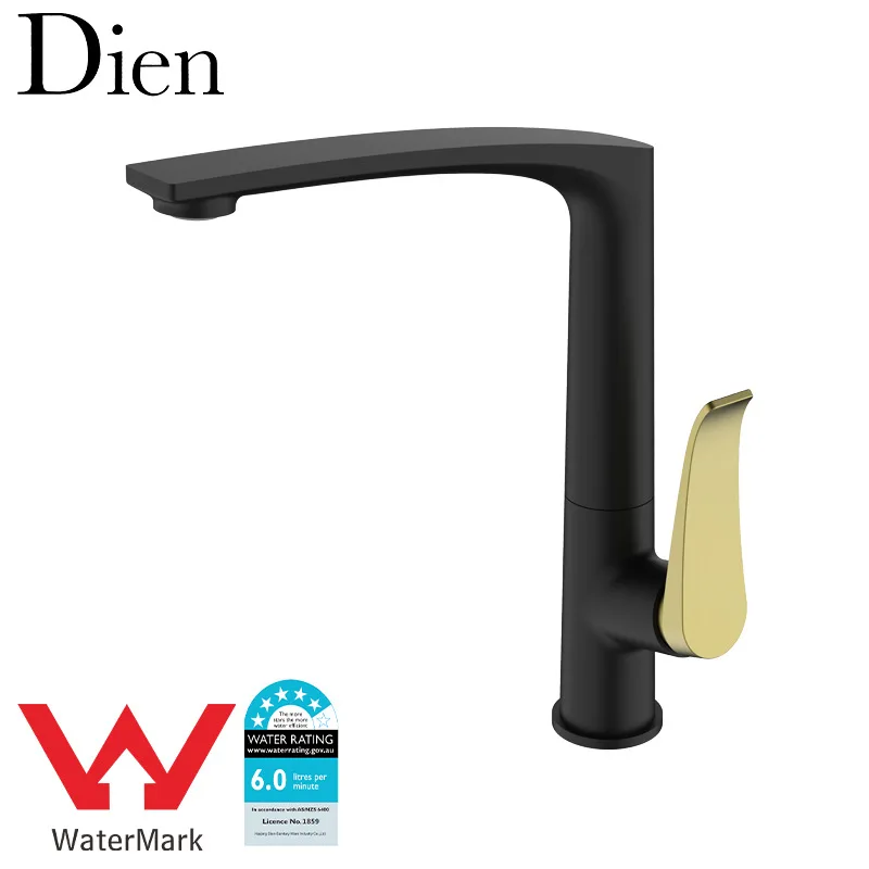 Luxury Brass Kitchen sink faucet Top Quality Modern Single Hole Copper Kitchen mixer Tap Hot Cold water One Handle,Brushed Gold image 3