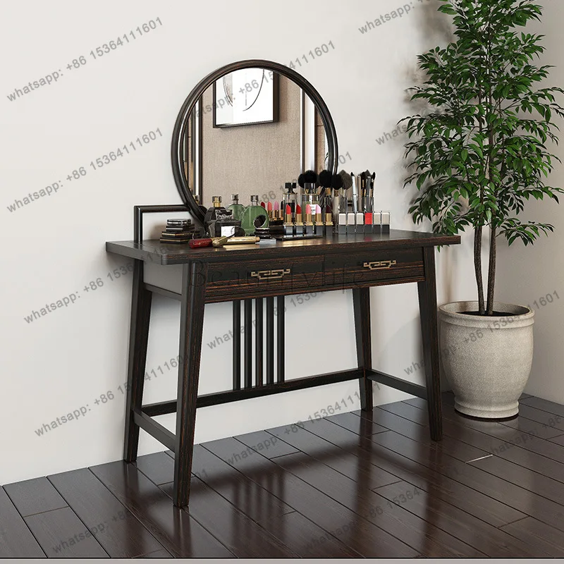 

Dresser all solid wood new Chinese light luxury high sense ebony simple small dressing table