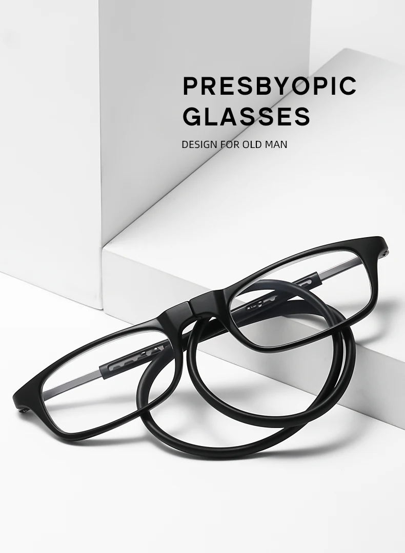 Neue Faltbare Halsband-Lesebrille HD-Harz Modische Magnetische Gleitsichtbrille für Alterssichtigkeit – Detail 1