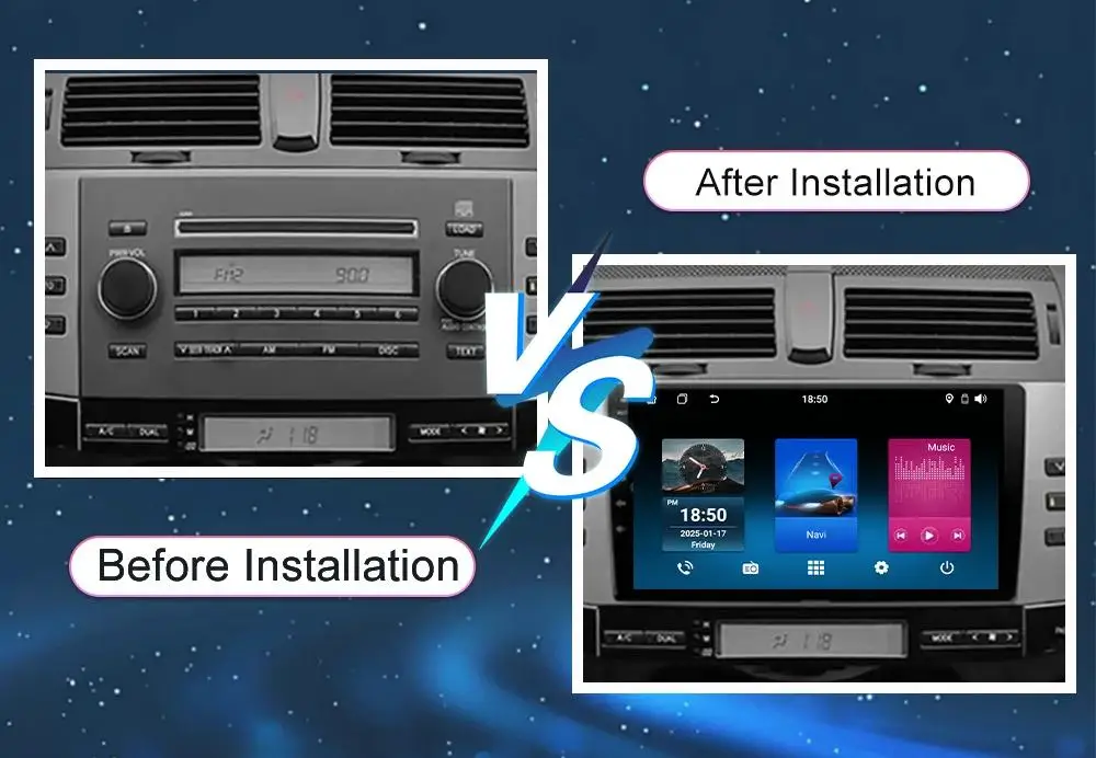 Android 14 2 Din Car Multimedia Player For Toyota Reiz 2005-2009 Head Unit Stereo GPS Navigation BT WIFI