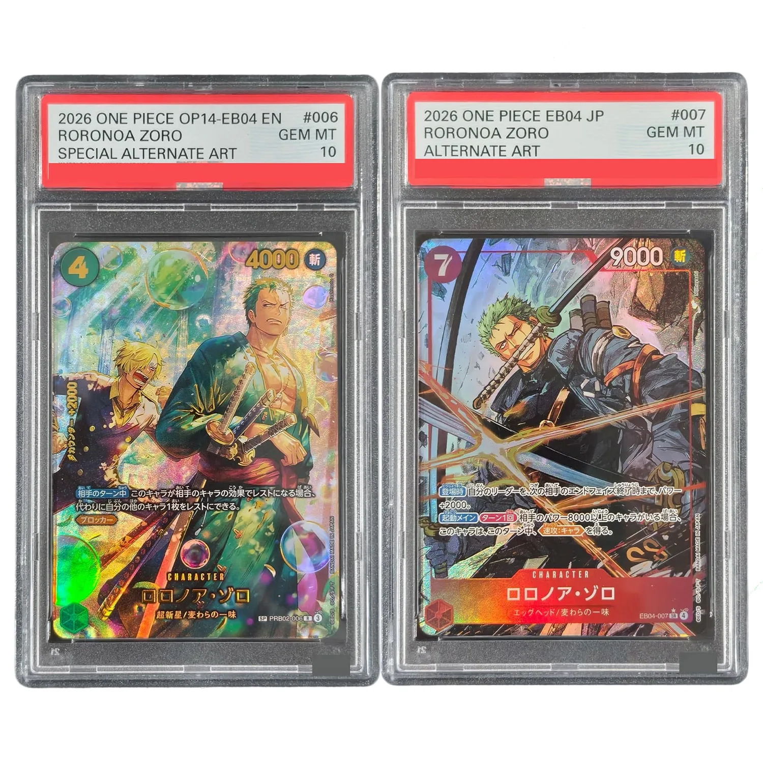 Tarjeta de Juego Coleccionable de ONE PIECE Japonesa con Calificación de 10 Puntos, Zoro PRB02-006 EB04-007 ST01-013 OP01-001 OP05-067 OP06-118