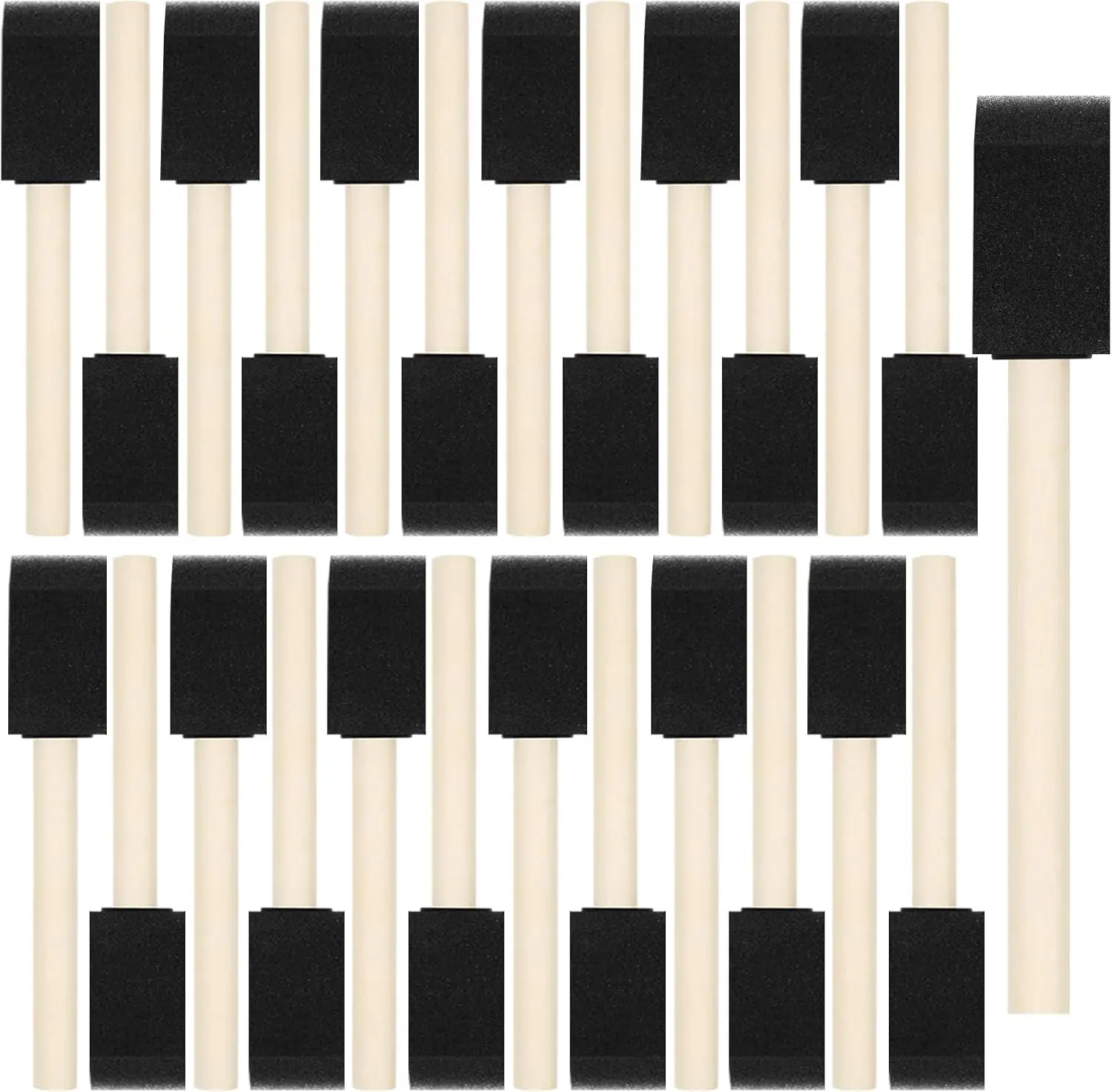 

40 Pcs 1" Foam Paint Brushes with Wood Handle for Crafts, Staining & Varnishes
