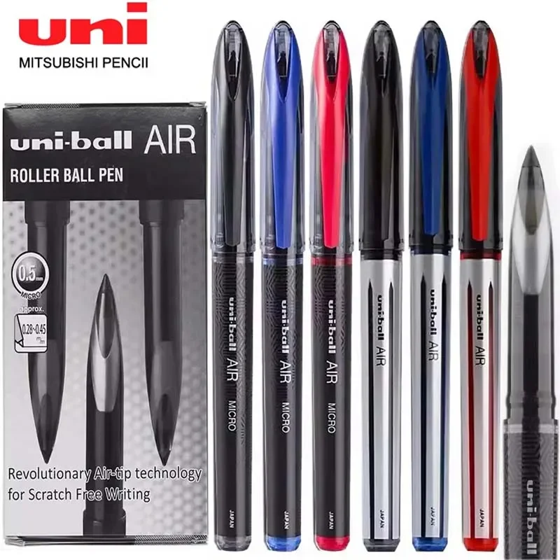 3/6pcs Uni ball Gel Pen Air Straight Liquid Signature Pen Black 0.5 0.7mm Free Ink Control Writing School Supplies UBA-188