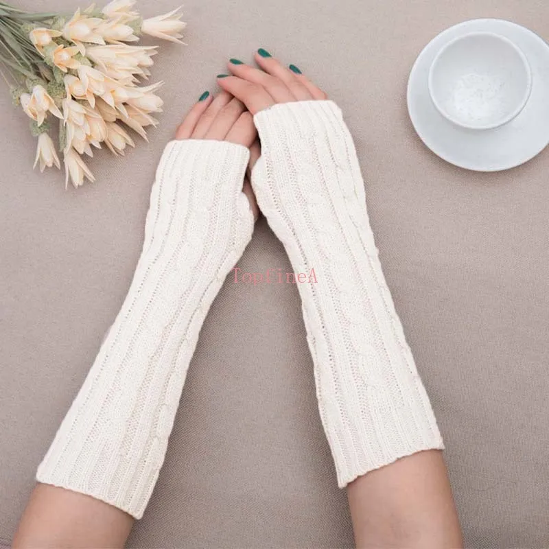 Women Elbow Mittens Arm Warmer Knitted Gloves Winter Fingerless Outdoor Fancy Christmas Original school Gift CE737