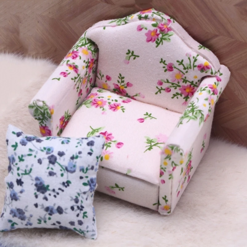 

Кукольные домики с цветочным принтом, плюшевый миниатюрный органайзер для дивана с функцией шкатулки для драгоценностей, для