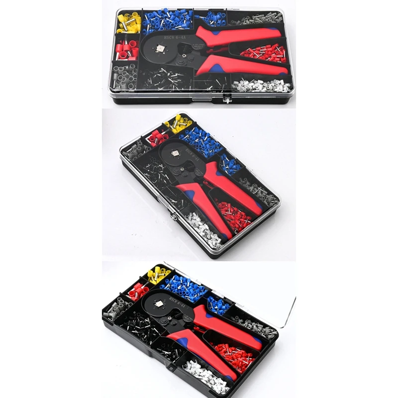 Pinze a crimpare HSC8 6-4A terminale tubolare scatola di immagazzinaggio squisita crimpatrice filo Mini ghiera Crimps strumenti Kit elettrico
