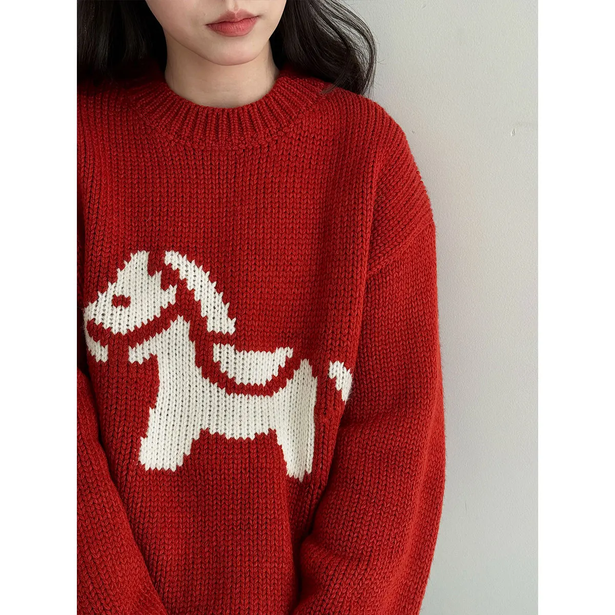 

Женский зимний свитер Lui Korean Sle Cartoon из круглой шерстяной пряжи, новый, в стиле ленивого шик, универсальный, модель Ss962