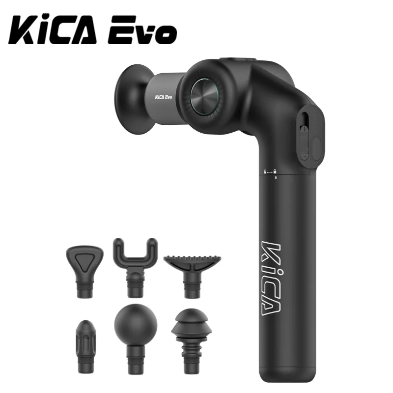 KiCA Evo Fascia ปืนแบบพกพานวดกล้ามเนื้อปืน 15 กก.3 เกียร์ 3200rpm 6 หัวนวด 9 ซม.EXTENSION Rod อลูมิเนียม