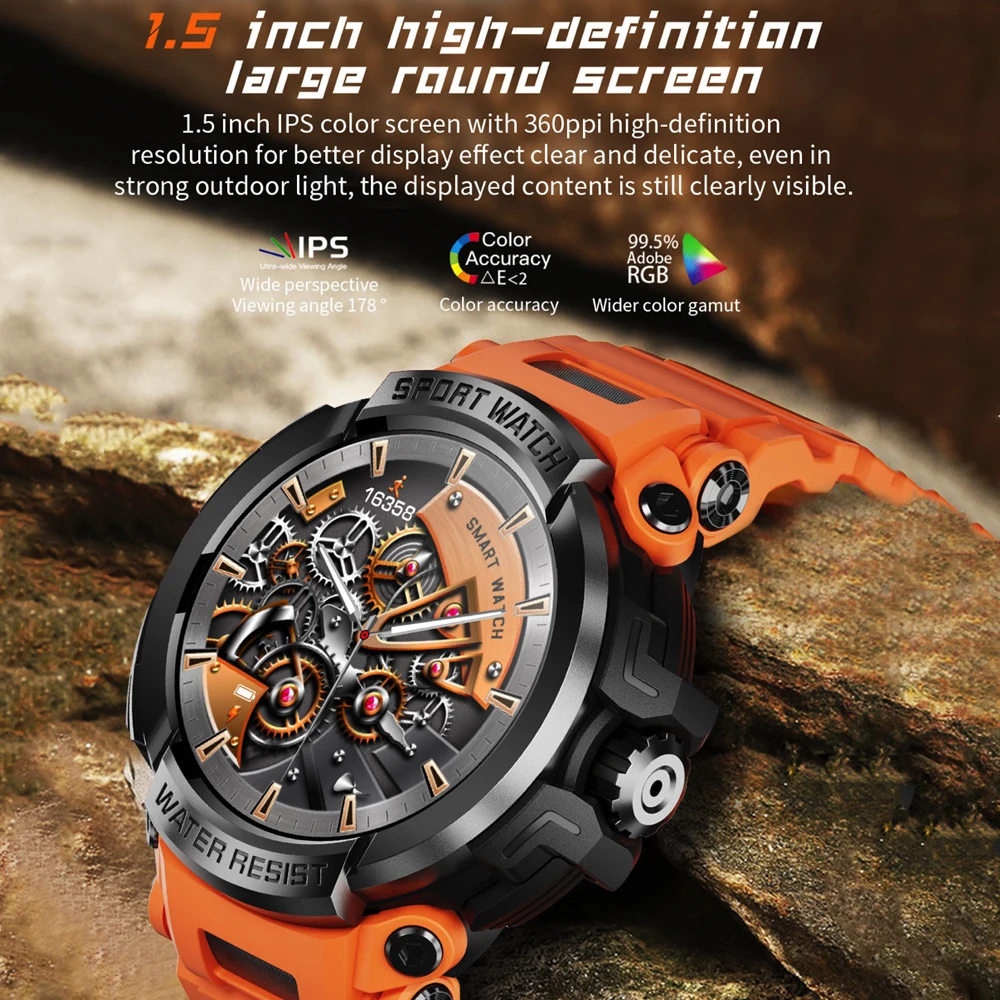 Новые спортивные часы для фитнеса на открытом воздухе, мужские умные часы с синим зубом, аккумулятор 600 мАч, умные часы с пульсометром, часы для здоровья, IP68, водонепроницаемые