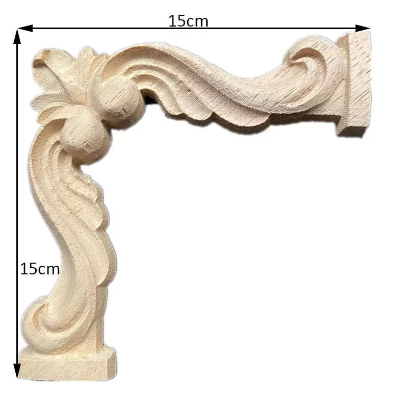 6-15cm Woodcarving Decal Corner Applique Frame Door Decor Wall Furniture Accessories Decorative Figurines Wood Miniature