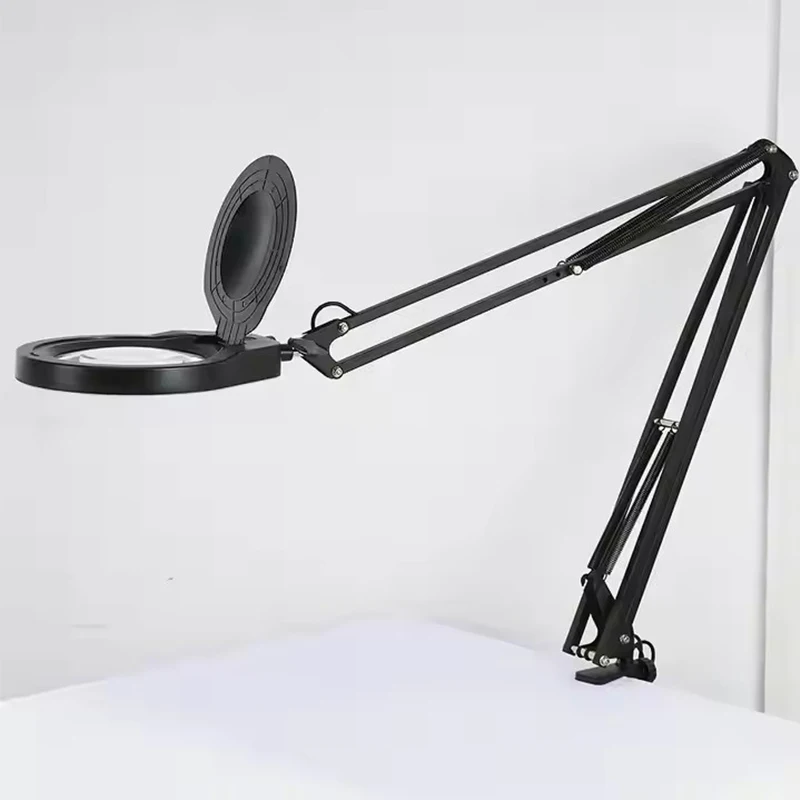 8X 10X Magnifying Glass Lamp with Clamp Adjustable Swivel Arm Big Lens Desk Lamp for Reading,Craft, Hobby,Close Work