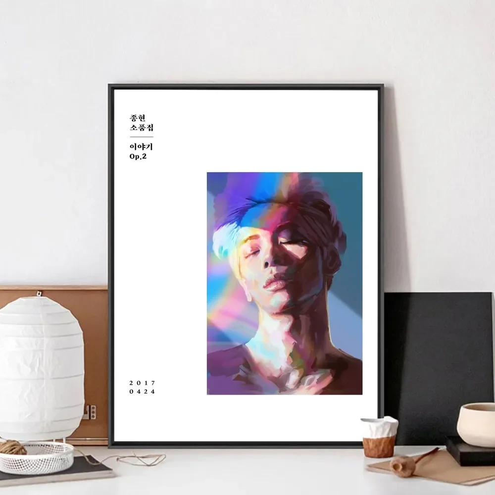 Jonghyun-フレームなしのヴィンテージクラフト紙ポスター、ポスター、絵画、壁アート、寝室、研究