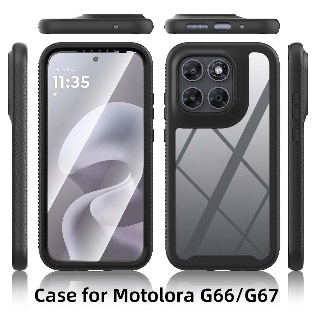 Odporne na wstrząsy przezroczyste etui z wbudowaną ochroną ekranu, pełna ochrona, wytrzymała obudowa Defender do Motorola G77. — zdjęcie produktu 2