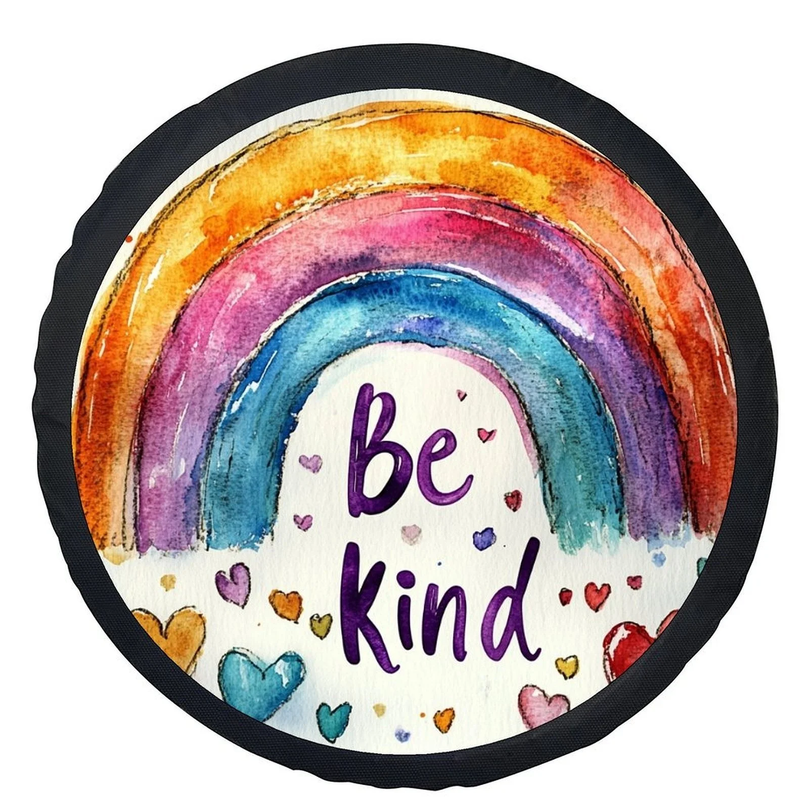 

Be Kind Rainbow Watercolor Tire Cover Durable Wheel Protection Accessory for Cars