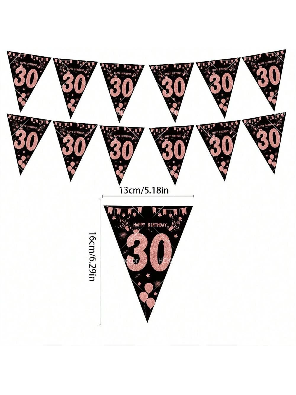 1 Set Happy Birthday Wimpelkette 30./40./50./60./70./80. Geburtstag Partydekoration Dreieckige Flaggen-Girlande für Meilenstein-Geburtstagsfeier – Detail 5