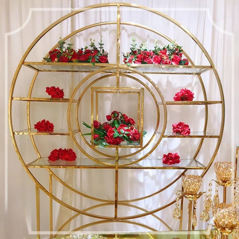 

Stainless Steel Gold Wine Shelf Bar Back for Wedding Party