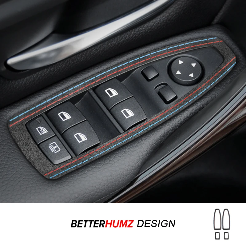 For BMW F20 F30 F22 F34 Serie 1 3 4 GT X1 F48 Made of Alcantara Window Lifter Panel Trim Sticker Car Interior Tuning Accessories