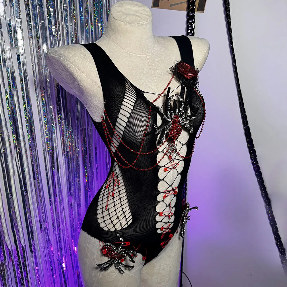 

Club Wear Emo Eco Goth Rose Harajuku Fashion Revival Pin Spiders Punk Rock Digital Grunge Gothic Tank E-Girls Y2K TOPS