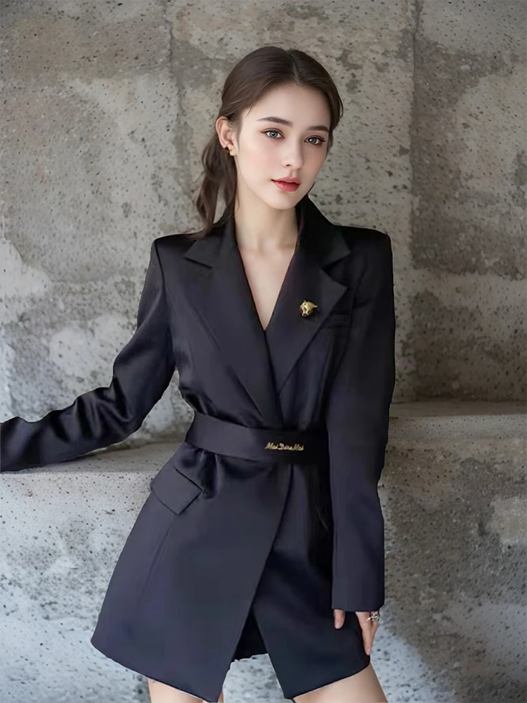 

Shoulder Pad Suit Jacket Women's British Style Elegant Goddess Style Autumn Winter New High Quality Fashionable Top