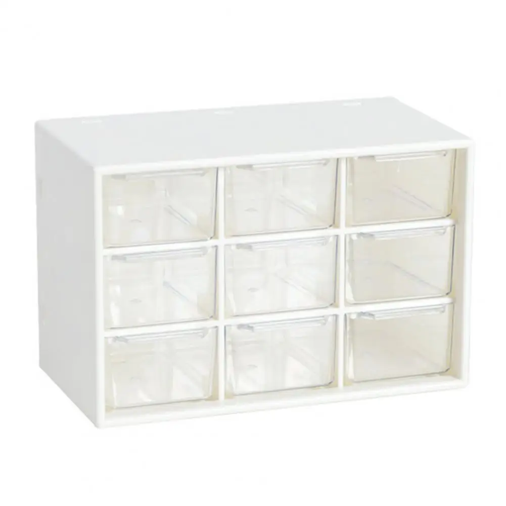 Desktop 9 Grid Storage Boxes Organizer Transparent Small Drawer Partitioned Student Desk Wall-mounted Sundries Storage Box Cute