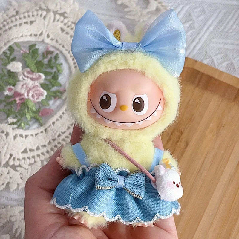 Gonna di garza tinta unita per Labubu4.0 The Monsters Pin For Love Series Mini vestiti per bambole Fashion Design per 10 cm Ropa Labubu