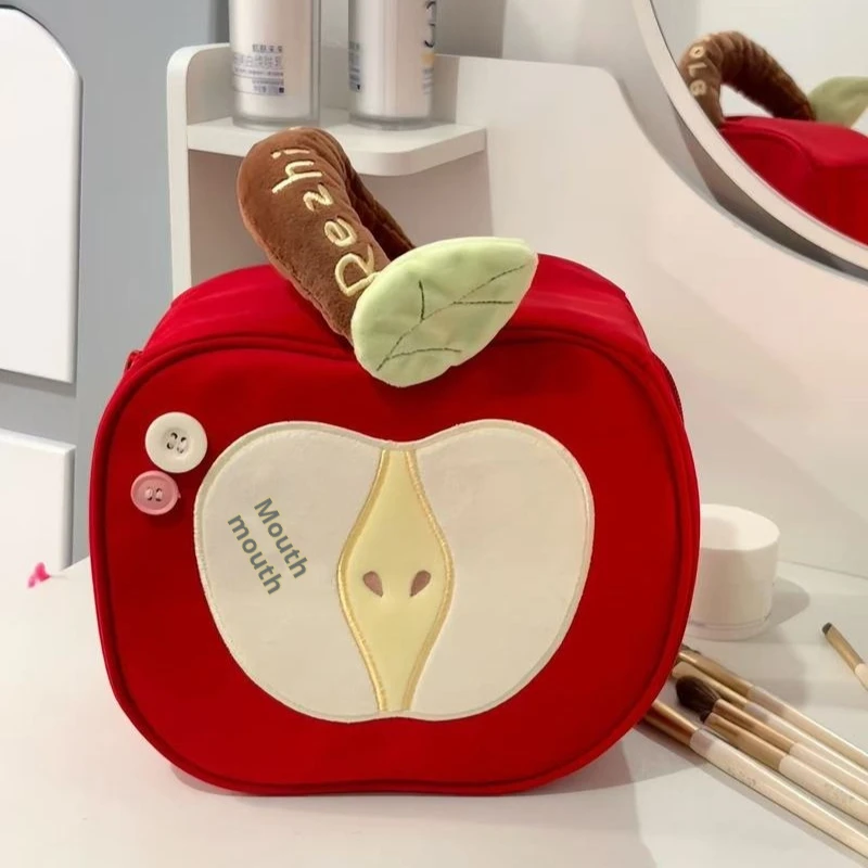

Miniso Large Capacity Red Apple Cosmetic Bag Portable Women'S Toiletry Pouch Cute Skin Care Product Storage Bag Travel Wash Bag