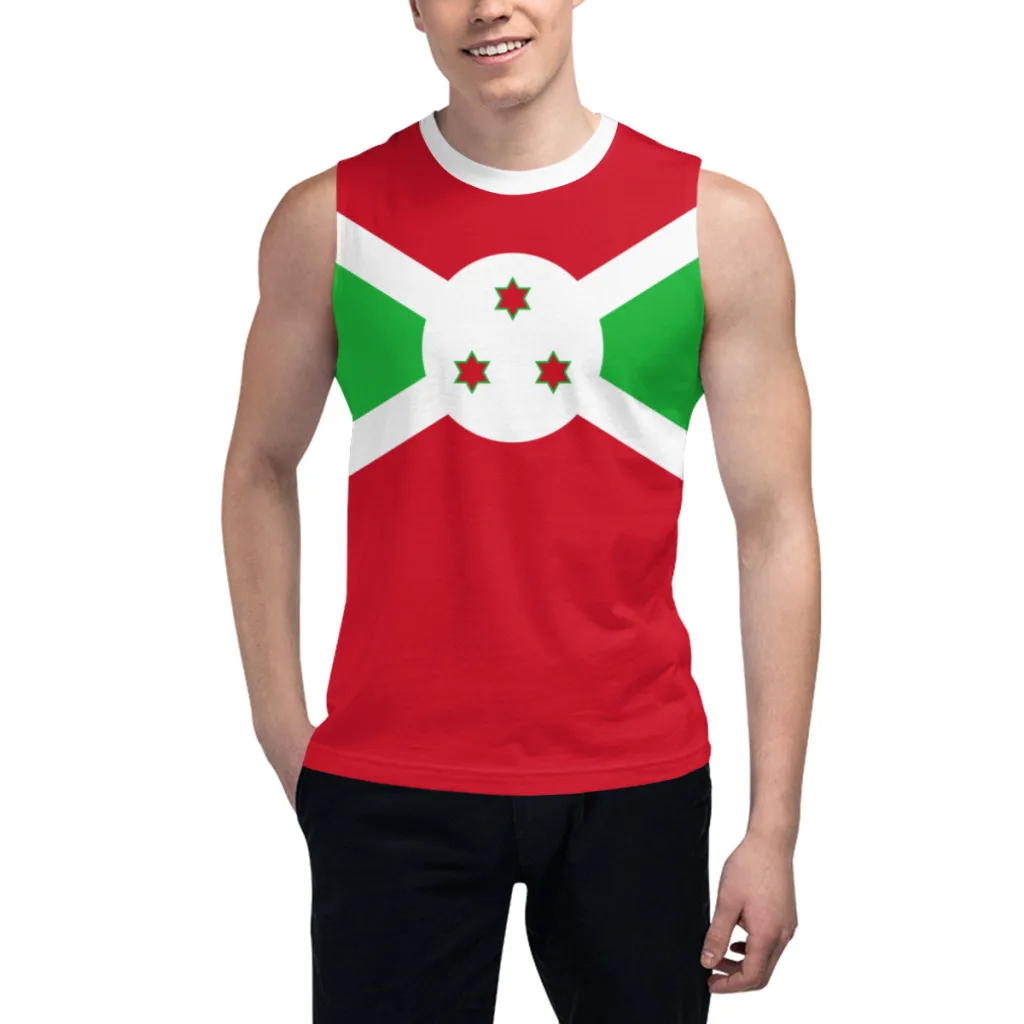 Sleeveless T-shirt Burundi Flag 3D Men's Boys Tshirt Gyms Tank Tops Fitness Joggers Basketball Training Vest