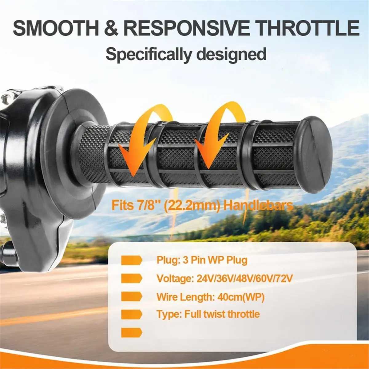 Ebike Full Twist Throttle for TST R002 12-72V, 3 Pin Ebike Throttle Grip Kit for TST Electric Dirt Bike