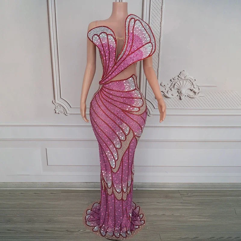 Платье с бабочкой и стразами на хвосте, женское вечернее платье для подиума, бар, ночной клуб, DS, Dj Gogo, костюм, сценические платья XS9330