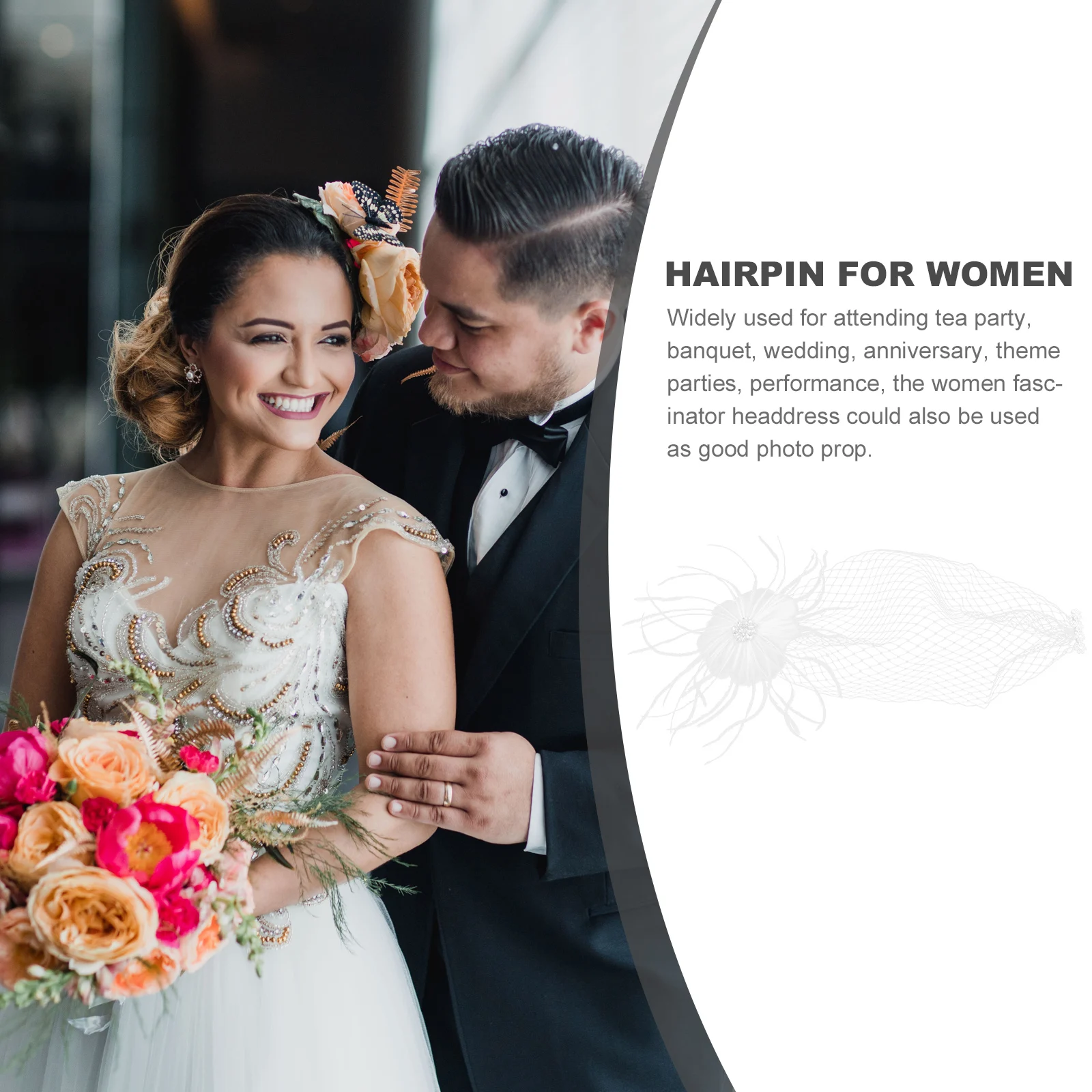 

1pcs Elegant White Fascinator Hair Clip For Women Party Wedding Tea Banquet Costume Headdress Decorative Accessory Pins