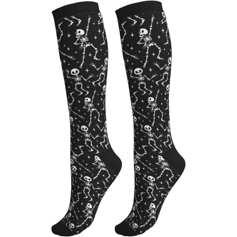 Dancing Skull Day of Dead Compression Socks Women and Men 15-20mmHg-Circulation Support Socks for Athletic Running Cycling