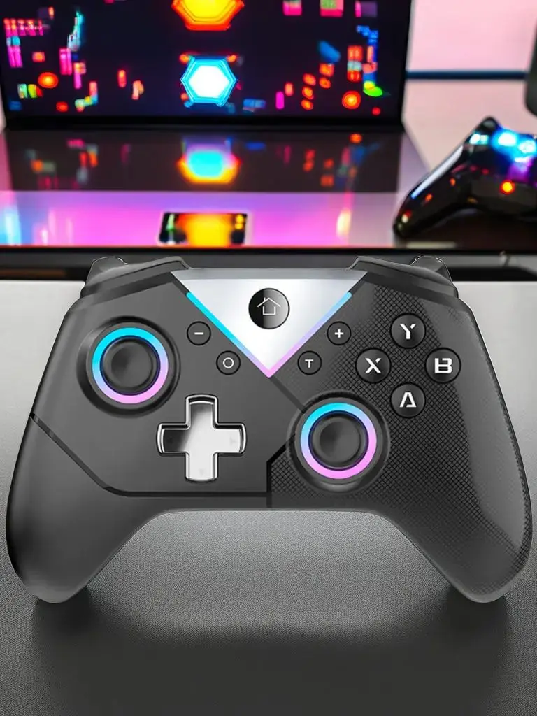 Kontroler do Switch Lite/OLED/PC, bezprzewodowy joystick do gier BT z efektem Halla RGB, funkcją Turbo Macro, 6-osiowym żyroskopem i silnikami wibracyjnymi. — zdjęcie produktu 7