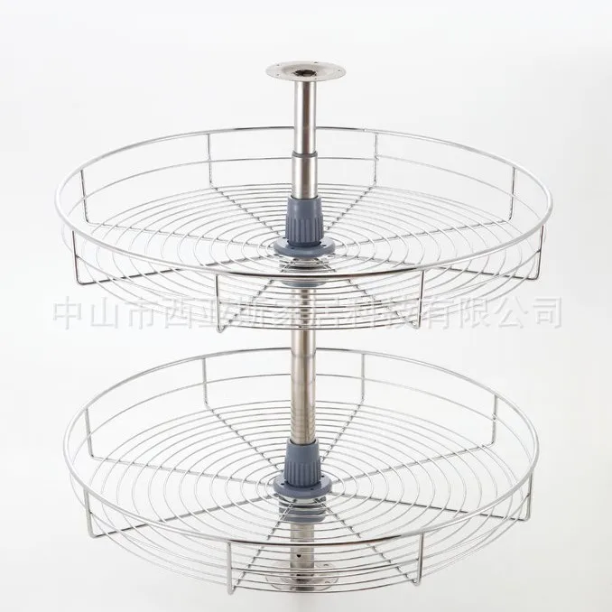 Factory Direct 2026 Cabinet corner turntable basket 360 degree turntable basket, floor cabinet corner pull basket, double-layer