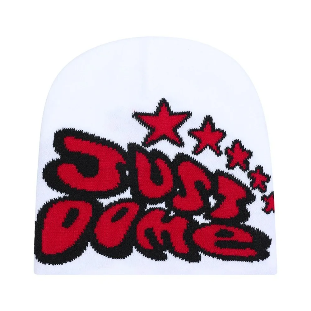 Готическая шерстяная акриловая вязаная шапка Y2k с буквенным принтом в стиле хип-хоп, теплая холодная шапка для мужчин и женщин