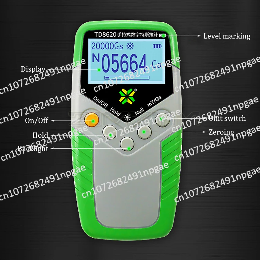 Permanent Magnet Gauss Meter Handheld Digital Tesla Meter Magnetic Flux Meter Surface Magnetic Field Test 5% Accuracy TD8620