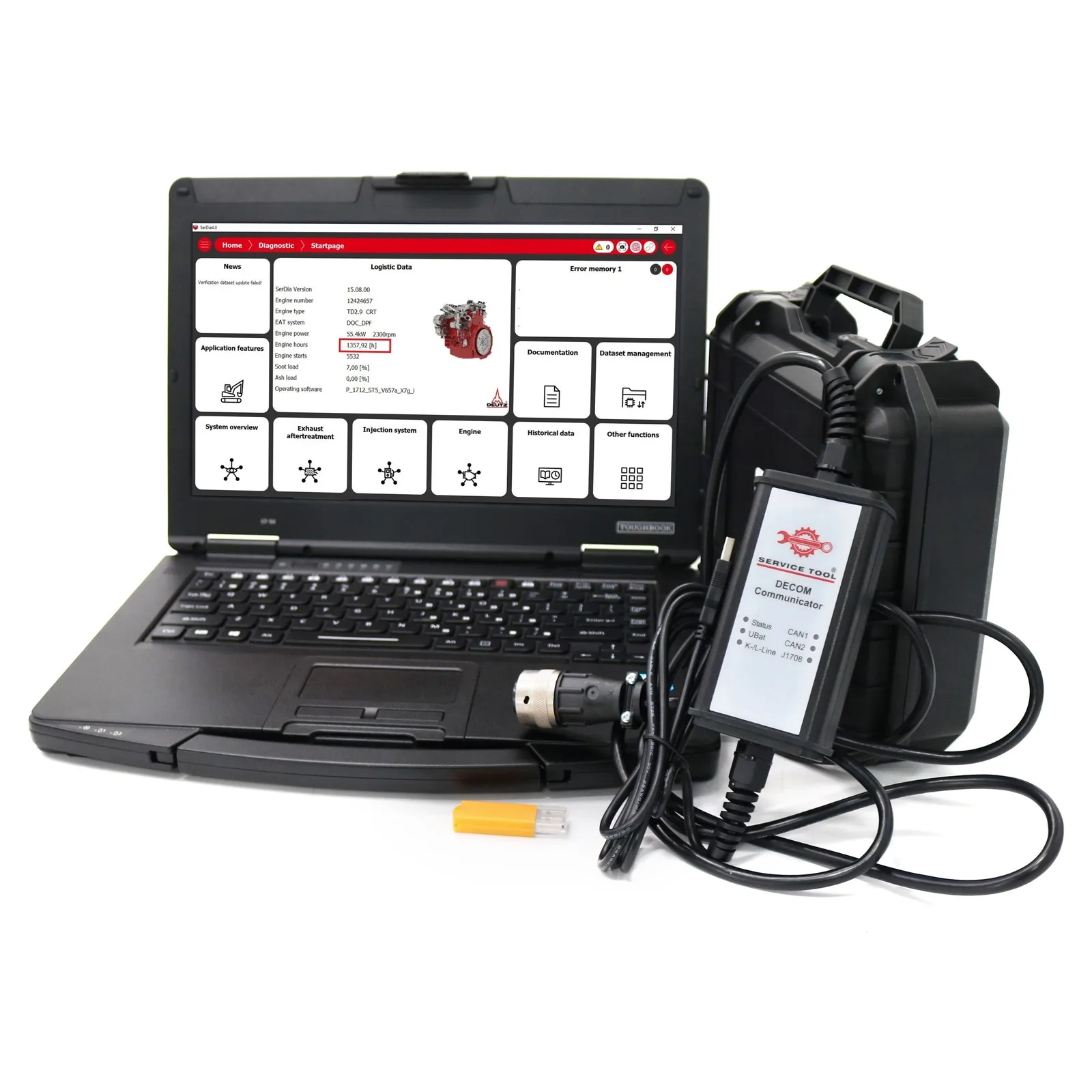 For Deutz diesel engine DIAGNOSTIC TOOL KIT USB cable detector + software + CF54