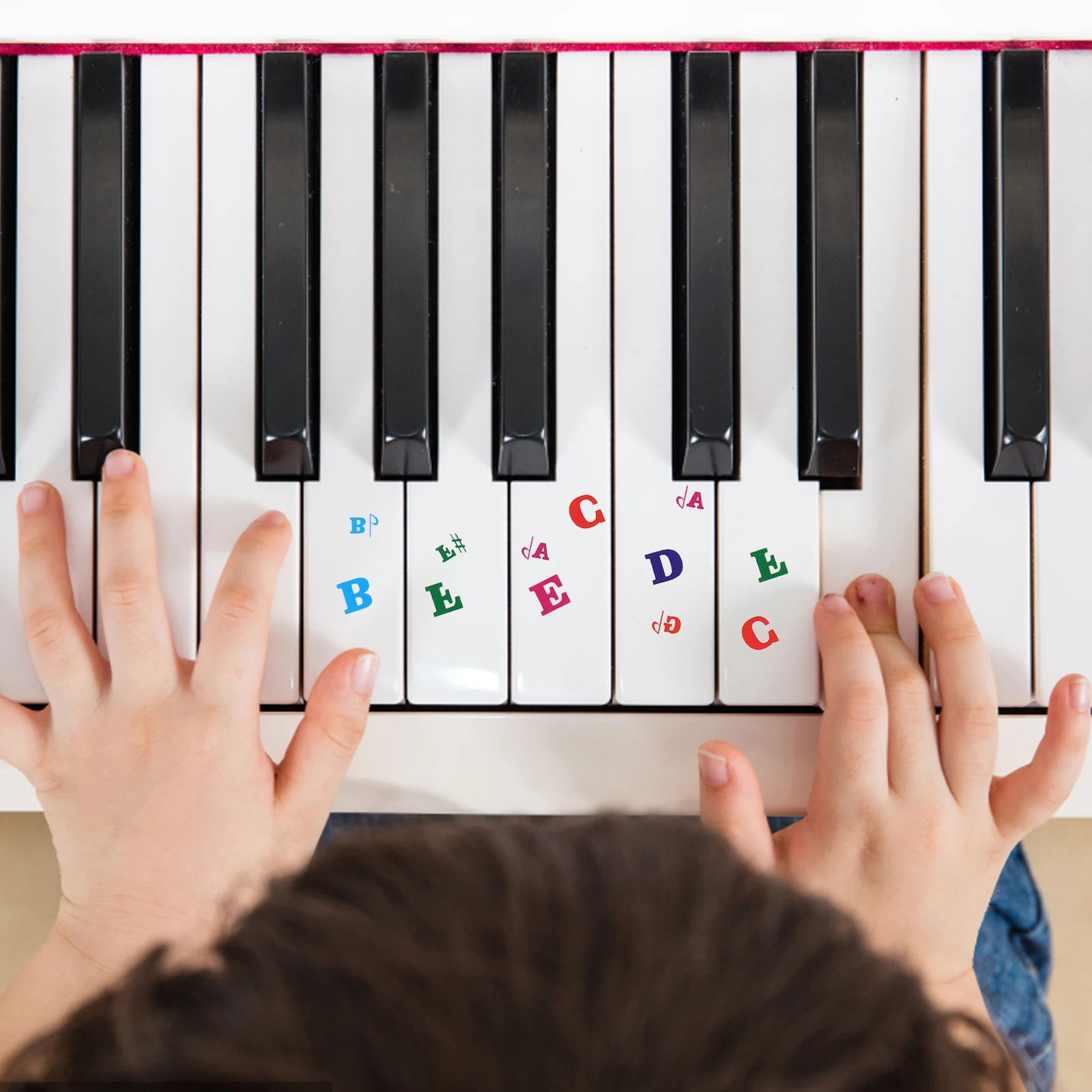 

1 Sheet Piano Keyboard Stickers Key Labels Easy Apply No Residue Learning Aid Adhesive Notes Strip For Piano Electronic Keyboard
